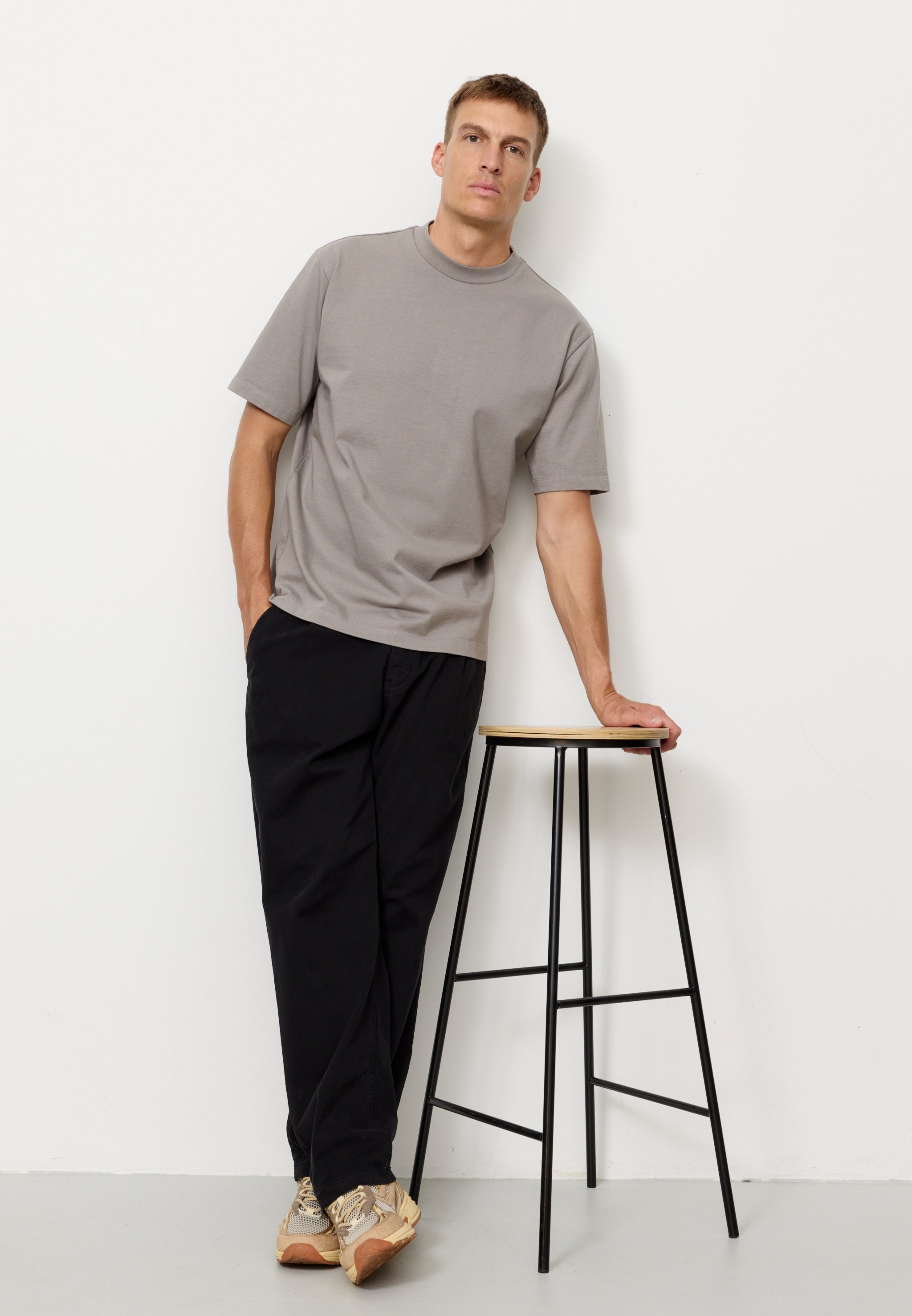 Recolution Elder t-shirt uomo greige cotone pesante