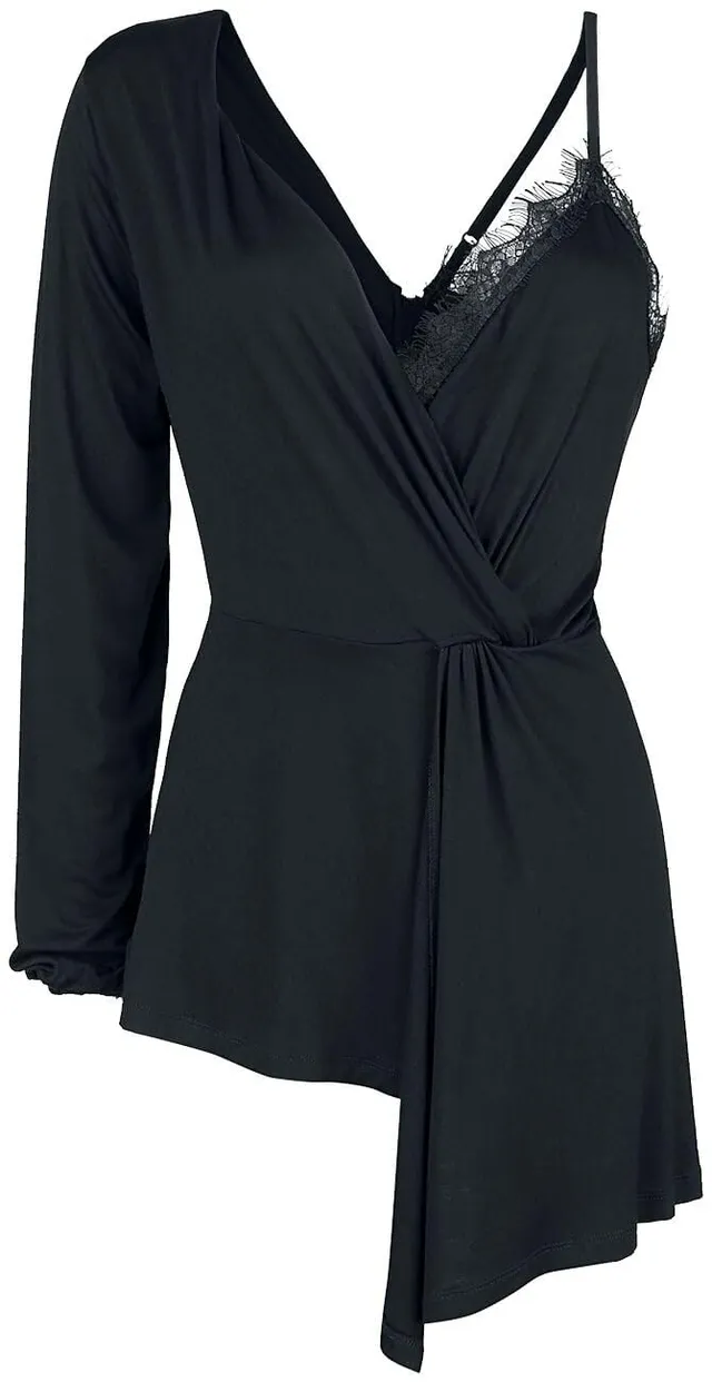 Gothicana by EMP top nero asimmetrico cotone