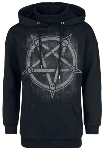 Gothicana by EMP Felpa Nera Cappuccio Stampa Pentagramma Teschi uomo