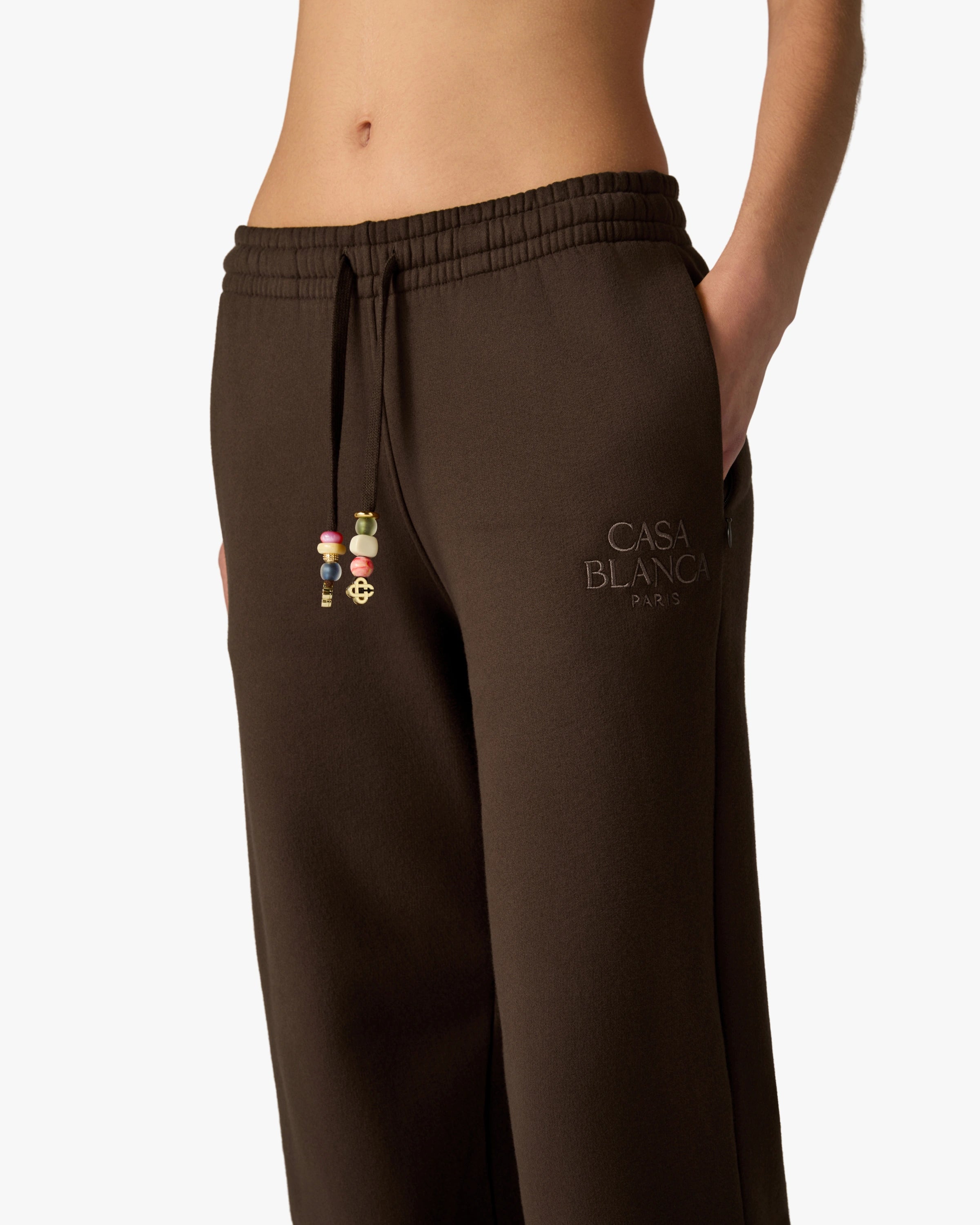 Casablanca Wide Leg pantaloni tuta marroni cotone cashmere