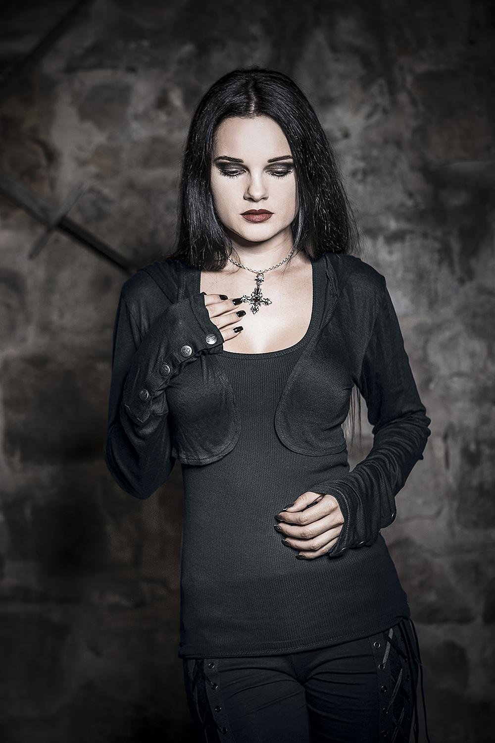 Gothicana by EMP bolero nero con cappuccio donna