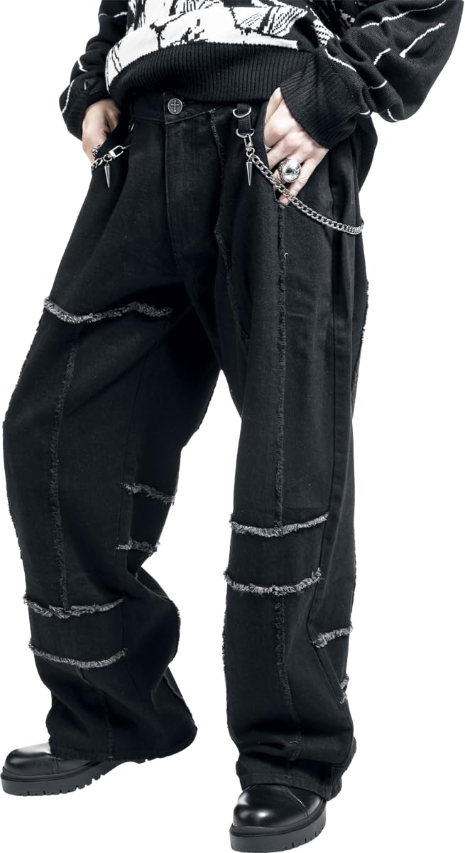 Gothicana by EMP Jeans Neri Uomo Catene 34W/32L