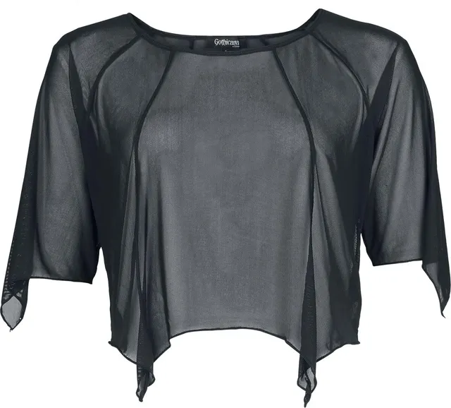 Gothicana Vailed in Darkness Bat Shape Mesh-Shirt t-shirt nera rete