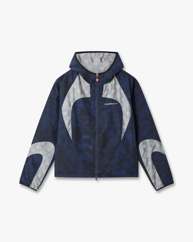 Casablanca Heatmap giacca cappuccio blu zip con coulisse