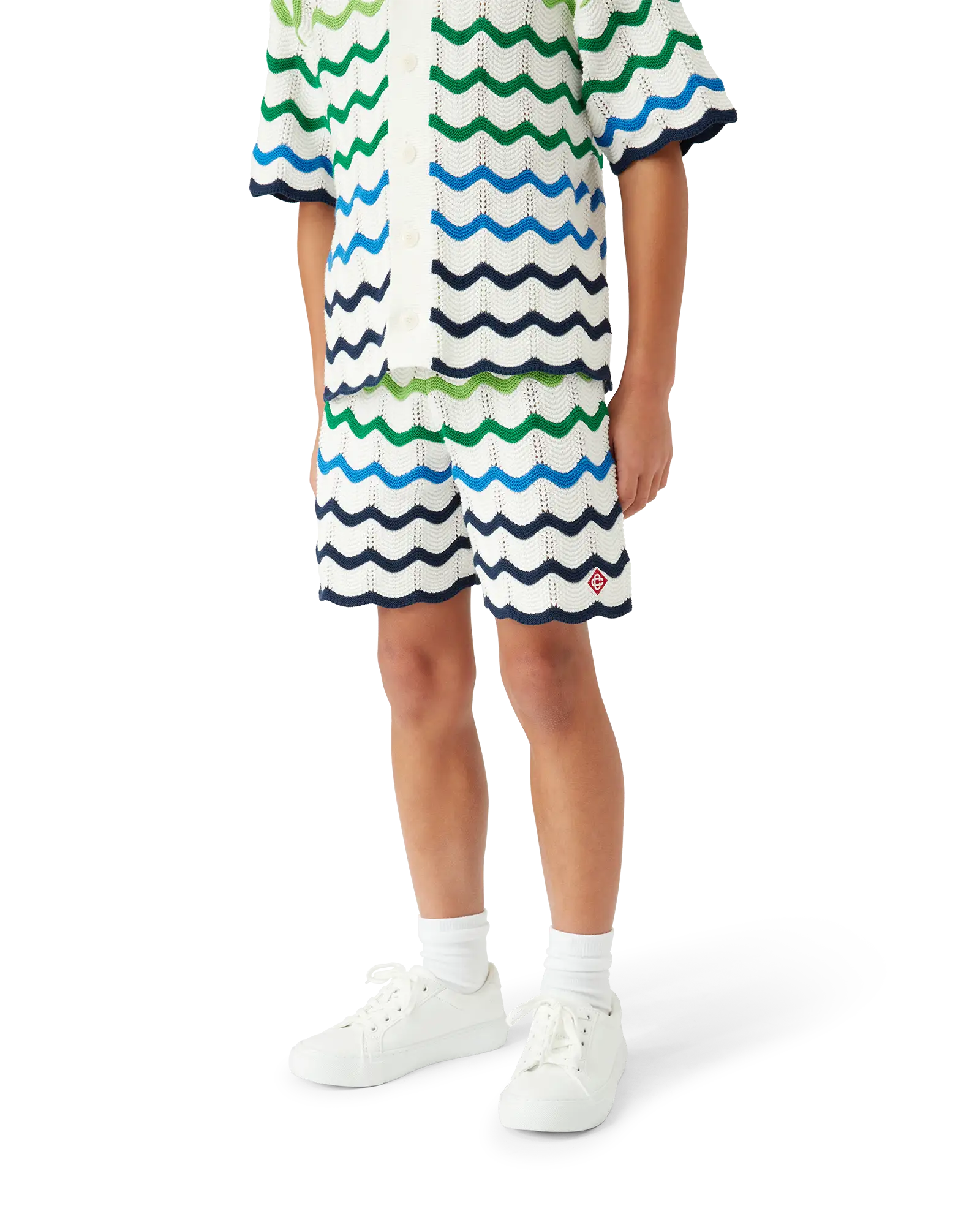 Casablanca Beach Club Gradient Wave Pantaloncini Bimbo Verde Cotone