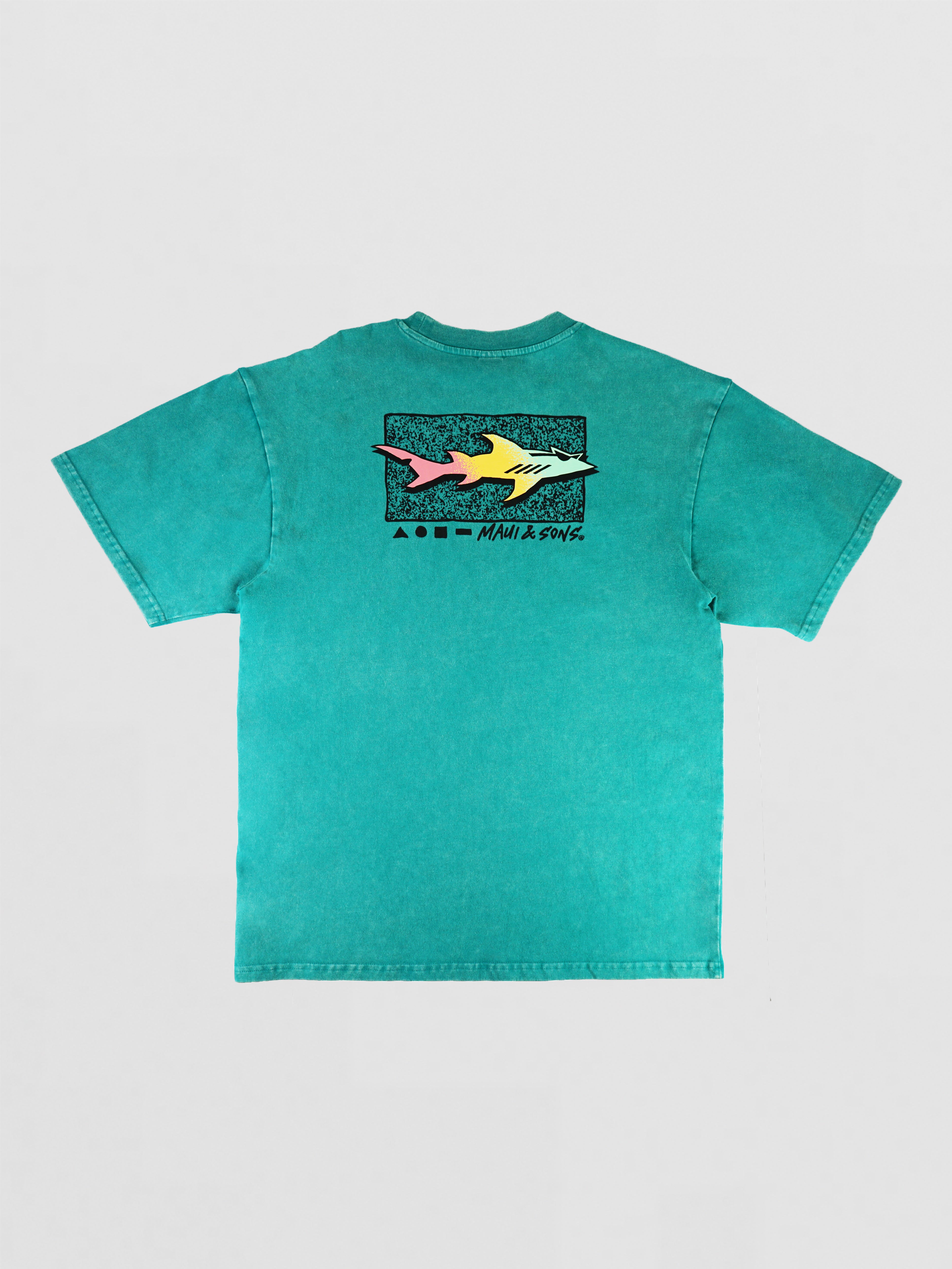 Maui and Sons Straight Edge maglietta boxy teal cotone