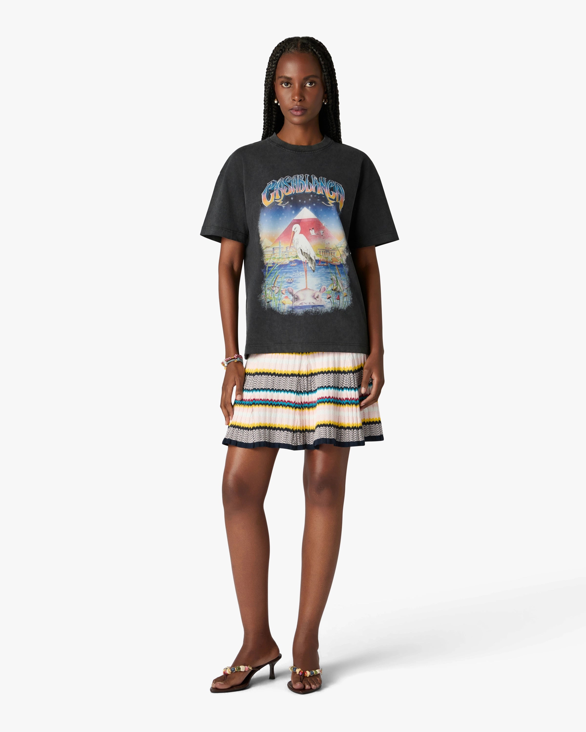 Casablanca Egypt As It Was t-shirt nera oversize stampa