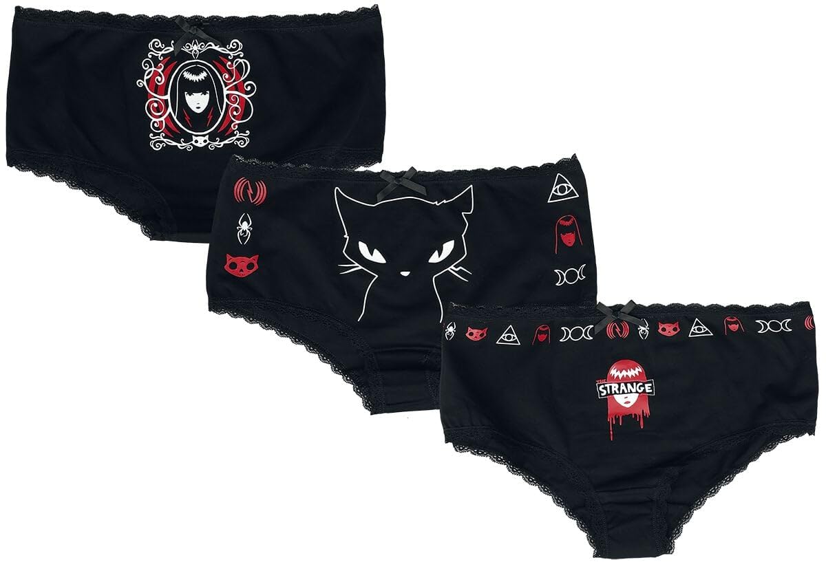 Gothicana by EMP Set 3 Slip donna pizzo nero gothic