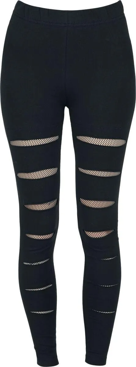 Gothicana by EMP Leggings Neri Fori in Rete Taglia L