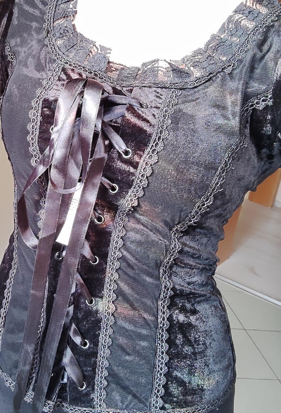 Gothicana by EMP Maglia Nera Volant Maniche Lunghe L Gotica