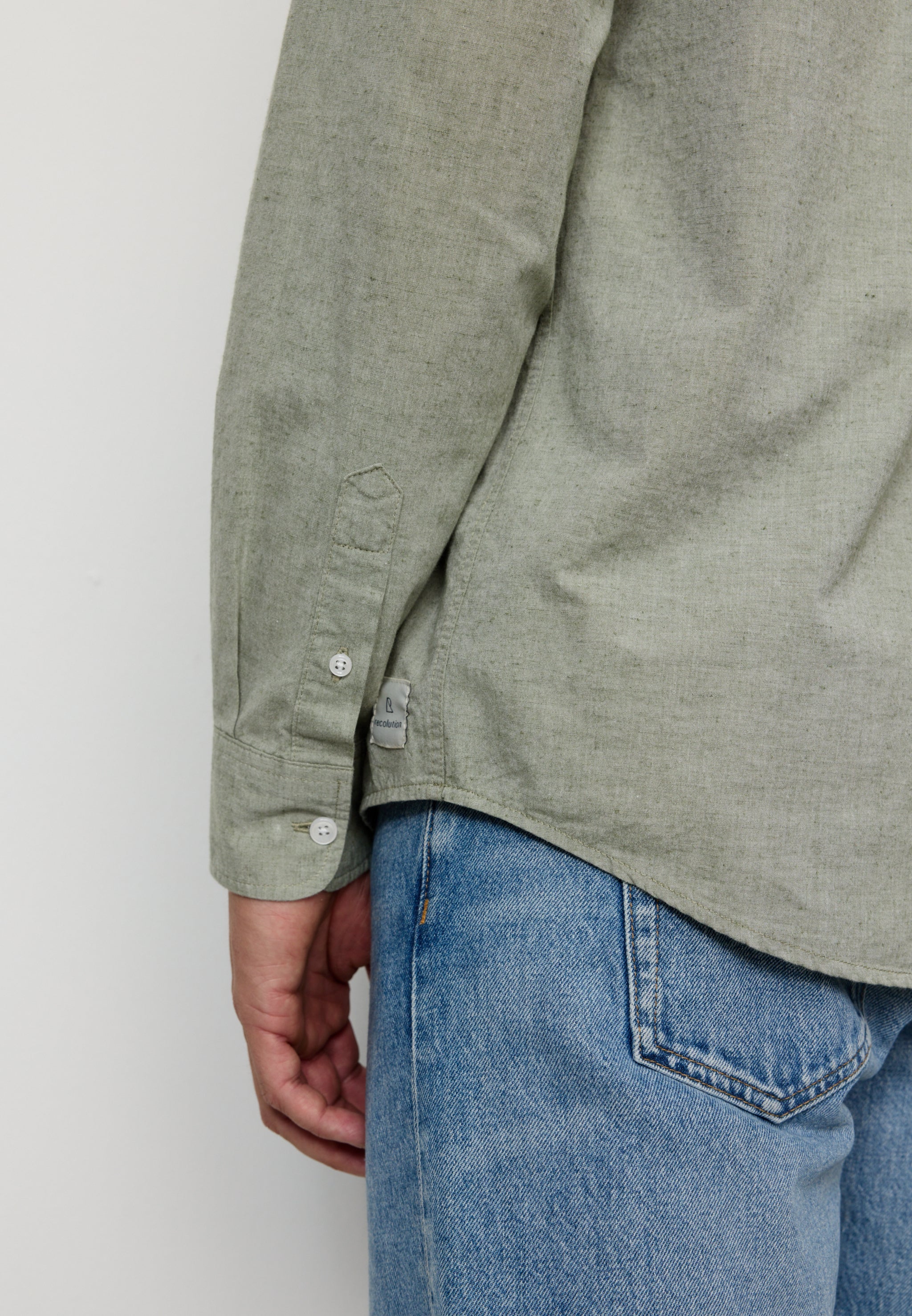 Recolution Corn camicia uomo verde cotone lino